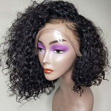 Load image into Gallery viewer, PREMIUM QUALITY #1B  10&quot;- 14 inches&quot; Pre-Plucked 13&quot;x4&quot;  Lace front MITCHELLE Curly BOB Wig, Free Part Lace Front
