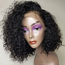 Load image into Gallery viewer, PREMIUM QUALITY #1B  10&quot;- 14 inches&quot; Pre-Plucked 13&quot;x4&quot;  Lace front MITCHELLE Curly BOB Wig, Free Part Lace Front
