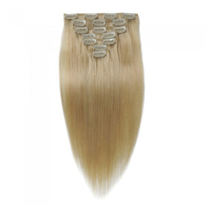 LUXURY PLATINUM 16 to 26 Inches Colour #613 Light blonde 10 pieces Body wave Clip In Human Hair Extensions