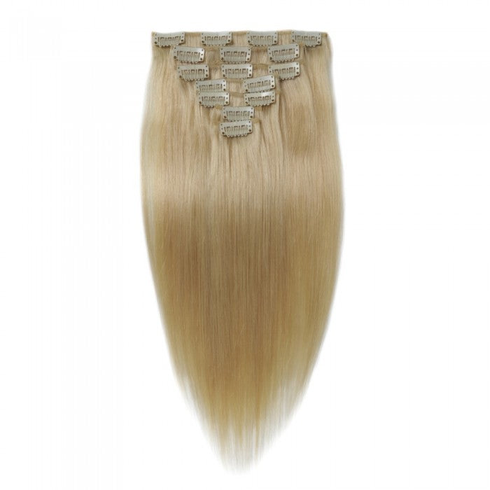 LUXURY PLATINUM 16 to 26 Inches Colour #613 Light blonde 10 pieces Body wave Clip In Human Hair Extensions