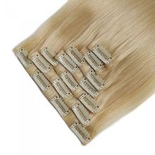 Load image into Gallery viewer, LUXURY PLATINUM 16 to 26 Inches Colour #613 Light blonde 10 pieces Body wave Clip In Human Hair Extensions
