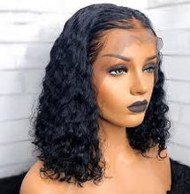 Load image into Gallery viewer, PREMIUM QUALITY #1B  10&quot;- 14 inches&quot; Pre-Plucked 13&quot;x4&quot;  Lace front MITCHELLE Curly BOB Wig, Free Part Lace Front
